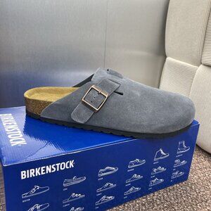 NWT Birkenstock Boston Braided Suede Leather Elemental Blue